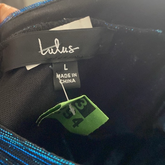 Lulu's Glowing Gorgeous Blue Multi Metallic Tiered Mini Dress Size L ( I - 4 ) - Picture 9 of 10